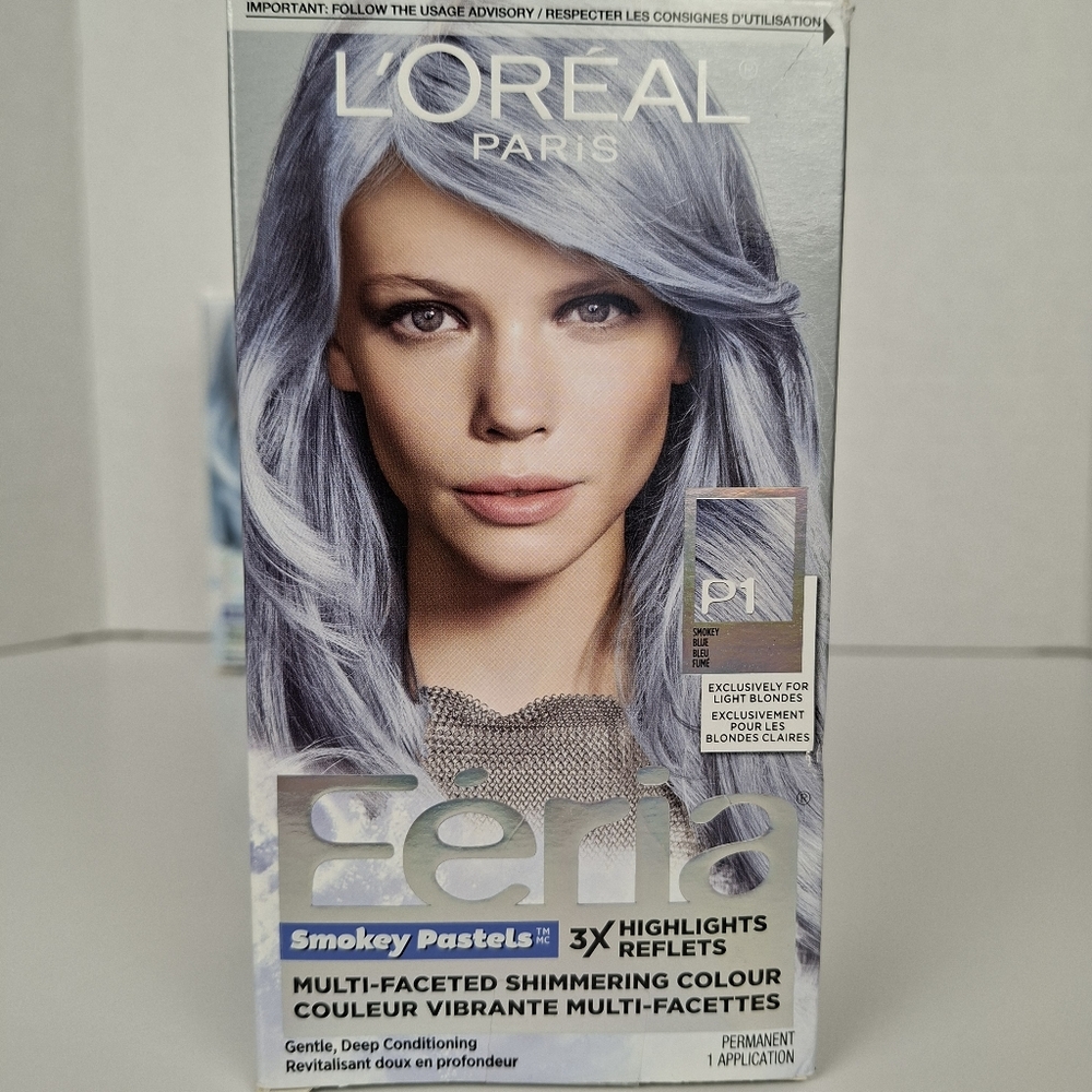 3x L'Oréal Paris Feria Pastels Hair Color P1 Smokey Blue NEW